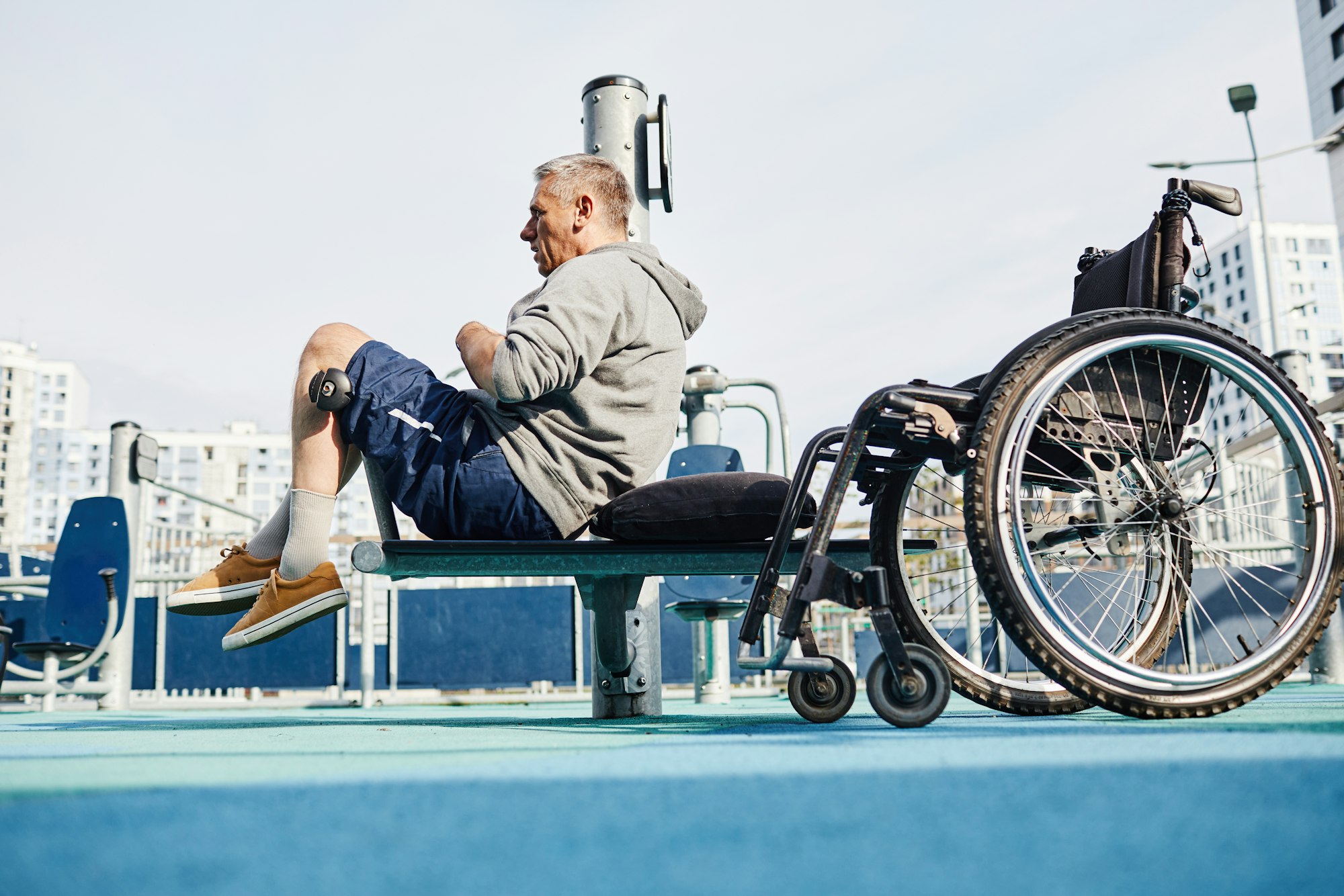 Man with disability doing sport